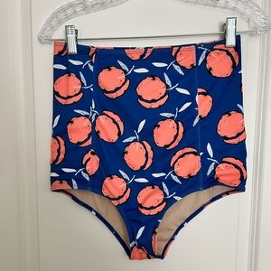 Kortni Jeane Blue and Orange High-Waisted Swim Bottoms